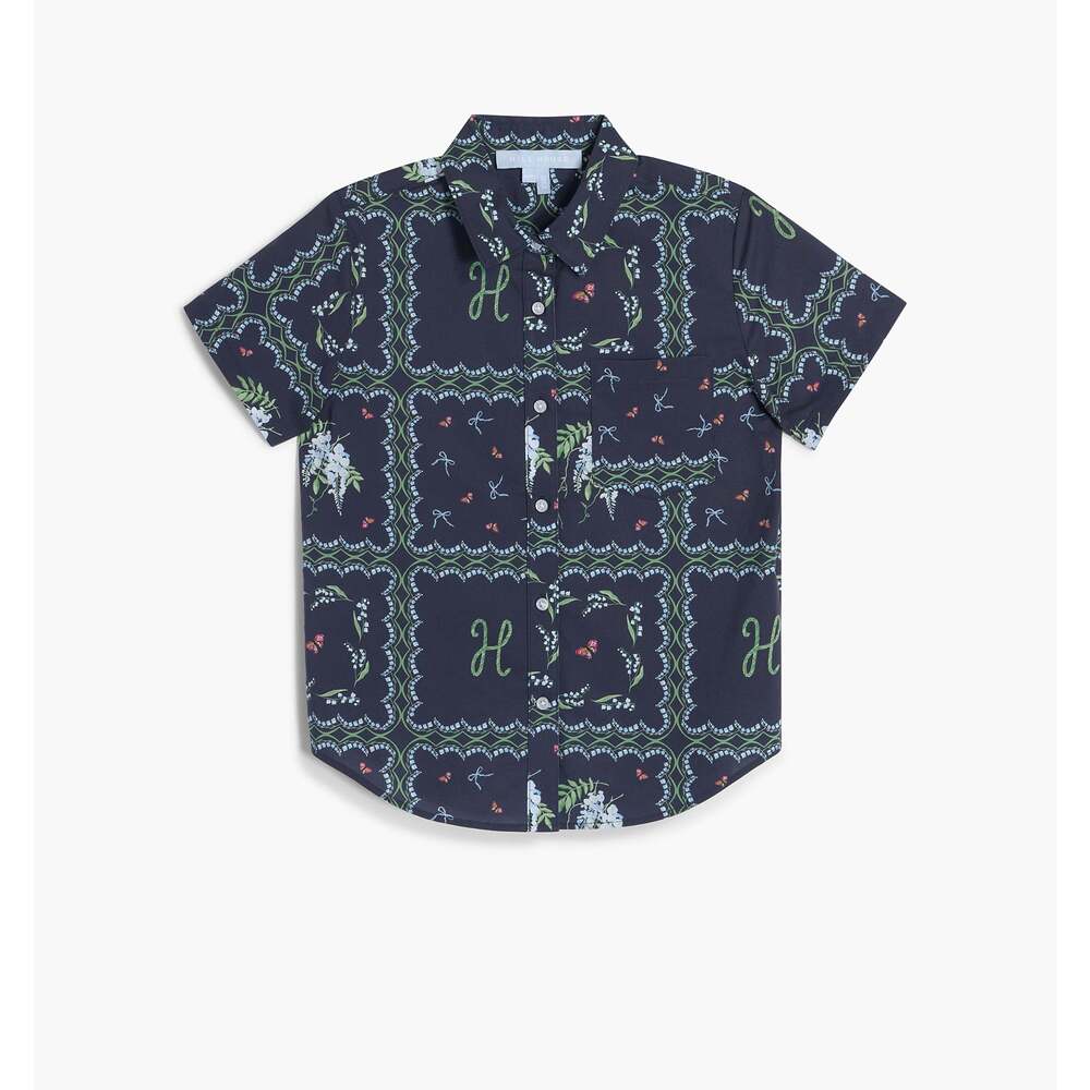 Hill House Home The Tiny Beau Party Top - Navy Floral Patchwork Size 5/6YNavy Fl